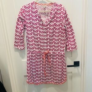 Hatley Patterned Dress/Cover Up Small Synch Waist 100% Cotton